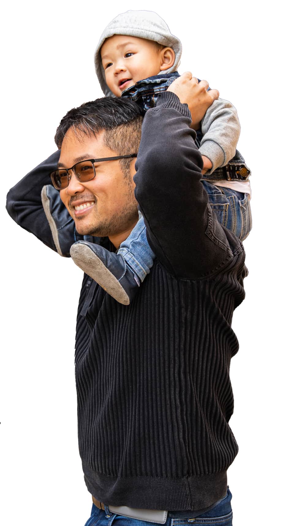 Son on father's shoulders